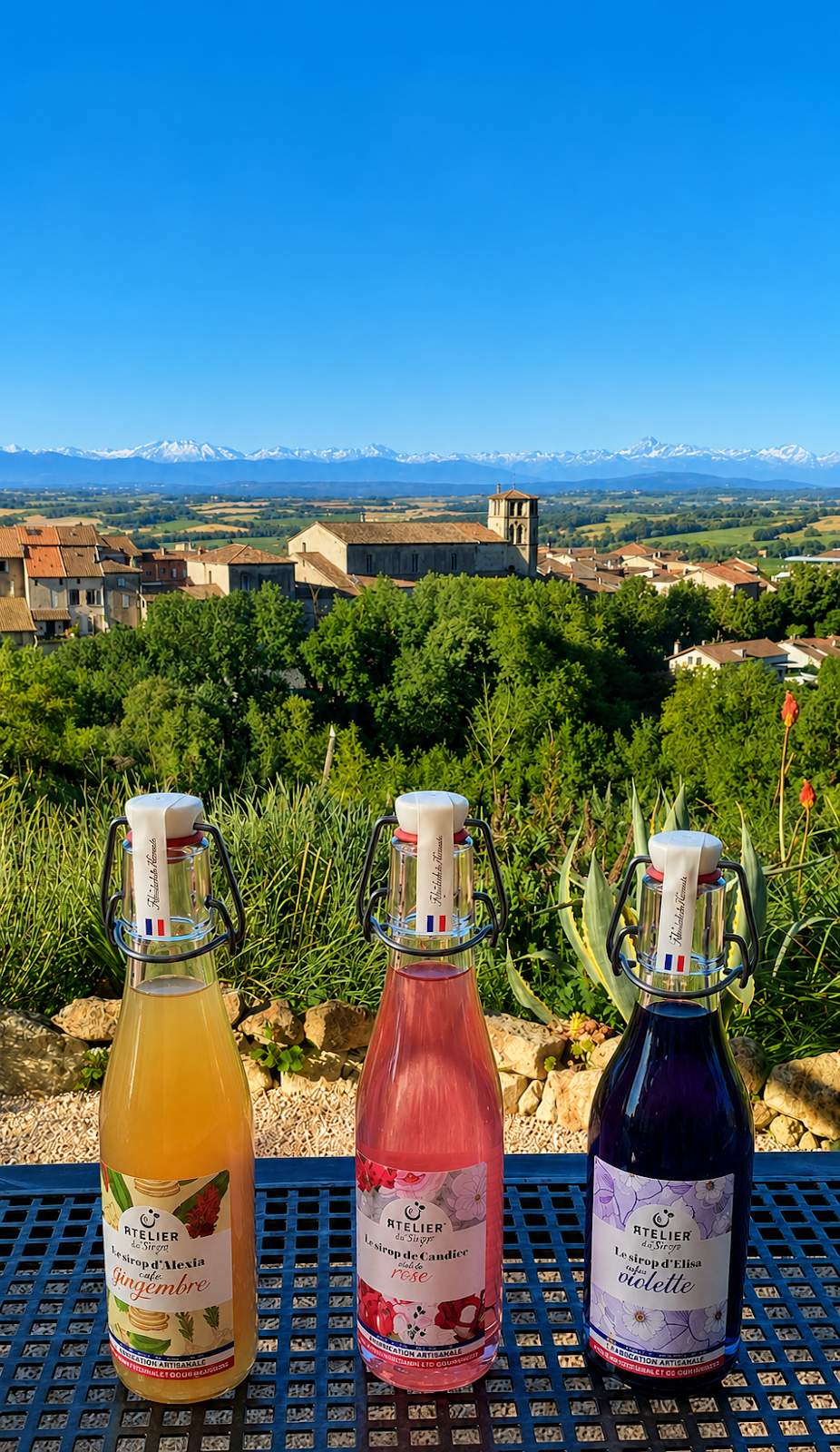 Trois bouteilles de sirop artisanal